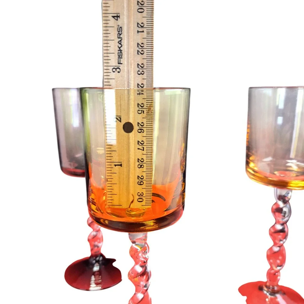 Unbranded Wine Glasses Unisex Multi-Color Excellent Twisted Spiral Stem Set of 4